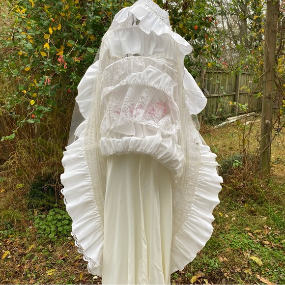 Vintage Lace Tiered Ruffles Cottagecore Praire Gunne Sax Style Dress - Picture 5 of 16